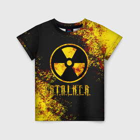 Детская футболка 3D с принтом S.T.A.L.K.E.R. в Петрозаводске, 100% гипоаллергенный полиэфир | прямой крой, круглый вырез горловины, длина до линии бедер, чуть спущенное плечо, ткань немного тянется | game | stalker | зона | игра | радиация | сталкер | чернобыль