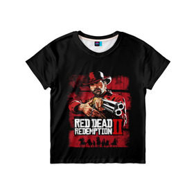 Детская футболка 3D с принтом Red Dead Redemption в Петрозаводске, 100% гипоаллергенный полиэфир | прямой крой, круглый вырез горловины, длина до линии бедер, чуть спущенное плечо, ткань немного тянется | dead | gamer | john | marston | rdr | red | redemption | rockstar | shooter | western | вестерн | джон | марстон | шутер