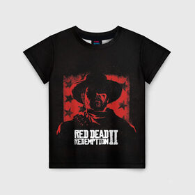 Детская футболка 3D с принтом Red Dead Redemption в Петрозаводске, 100% гипоаллергенный полиэфир | прямой крой, круглый вырез горловины, длина до линии бедер, чуть спущенное плечо, ткань немного тянется | Тематика изображения на принте: dead | gamer | john | marston | rdr | red | redemption | rockstar | shooter | western | вестерн | джон | марстон | шутер