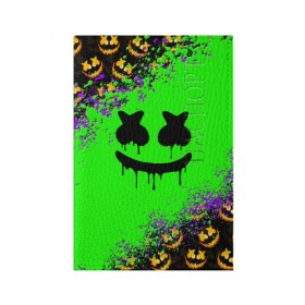 Обложка для паспорта матовая кожа с принтом MARSHMELLO HALLOWEEN в Петрозаводске, натуральная матовая кожа | размер 19,3 х 13,7 см; прозрачные пластиковые крепления | Тематика изображения на принте: america | dj | halloween | marshmello | marshmello halloween | usa | америка | маршмелло | маршмелло хеллоуин | хеллоуин | хэллоуин