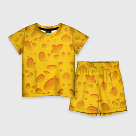 Детский костюм с шортами 3D с принтом Сыр в Петрозаводске,  |  | texture | сыр | сырок | текстура | текстура сыра