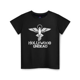 Детская футболка хлопок с принтом HOLLYWOOD UNDEAD в Петрозаводске, 100% хлопок | круглый вырез горловины, полуприлегающий силуэт, длина до линии бедер | deuce | hollywood undead | hu | j dog | shady jeff | голливуд | голливудская нежить | даниэль мурильо | джордан террелл | джордж артур рейган | дилан альварес | мэттью сент клер | нежить