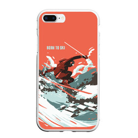 Чехол для iPhone 7Plus/8 Plus матовый с принтом BORN TO SKI в Петрозаводске, Силикон | Область печати: задняя сторона чехла, без боковых панелей | горы | зима | лыжи | природа | снег | спорт