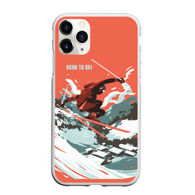 Чехол для iPhone 11 Pro матовый с принтом BORN TO SKI в Петрозаводске, Силикон |  | Тематика изображения на принте: горы | зима | лыжи | природа | снег | спорт
