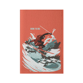Обложка для паспорта матовая кожа с принтом BORN TO SKI в Петрозаводске, натуральная матовая кожа | размер 19,3 х 13,7 см; прозрачные пластиковые крепления | горы | зима | лыжи | природа | снег | спорт
