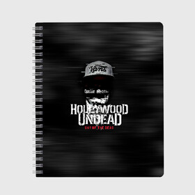 Тетрадь с принтом Hollywood Undead в Петрозаводске, 100% бумага | 48 листов, плотность листов — 60 г/м2, плотность картонной обложки — 250 г/м2. Листы скреплены сбоку удобной пружинной спиралью. Уголки страниц и обложки скругленные. Цвет линий — светло-серый
 | charlie scene | danny | funny man | hollywood undead | hu | j dog | johnny 3 tears | андед | голивуд | голливудская | группа | гу | нежить | реп | рок | рэп | рэпкор | ундед | ундэ