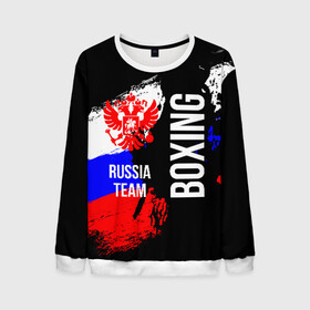 Мужской свитшот 3D с принтом Boxing Russia Team в Петрозаводске, 100% полиэстер с мягким внутренним слоем | круглый вырез горловины, мягкая резинка на манжетах и поясе, свободная посадка по фигуре | Тематика изображения на принте: boxer | boxing | russia team | бокс | боксер | сборная россии | тайский бокс