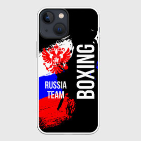 Чехол для iPhone 13 mini с принтом Boxing Russia Team в Петрозаводске,  |  | Тематика изображения на принте: boxer | boxing | russia team | бокс | боксер | сборная россии | тайский бокс