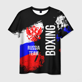 Мужская футболка 3D с принтом Boxing Russia Team в Петрозаводске, 100% полиэфир | прямой крой, круглый вырез горловины, длина до линии бедер | boxer | boxing | russia team | бокс | боксер | сборная россии | тайский бокс