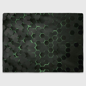 Плед 3D с принтом 3D соты GREEN в Петрозаводске, 100% полиэстер | закругленные углы, все края обработаны. Ткань не мнется и не растягивается | Тематика изображения на принте: 3d | 3d соты | 3д | texture | абстракция | соты | текстура | яркая