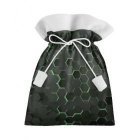Подарочный 3D мешок с принтом 3D соты GREEN в Петрозаводске, 100% полиэстер | Размер: 29*39 см | Тематика изображения на принте: 3d | 3d соты | 3д | texture | абстракция | соты | текстура | яркая