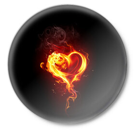 Значок с принтом Огненное сердце в Петрозаводске,  металл | круглая форма, металлическая застежка в виде булавки | 14 февраля | heart | в подарок | горящее | день святого валентина | для влюбленных | для подарка | огненный | огонь | сердце