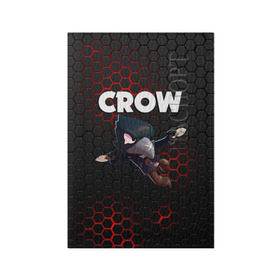 Обложка для паспорта матовая кожа с принтом BRAWL STARS CROW в Петрозаводске, натуральная матовая кожа | размер 19,3 х 13,7 см; прозрачные пластиковые крепления | brawl stars | bull | colt | crow | leon | stars | берли | бо | брок | ворон | джесси | динамайк | дэррил | кольт | леон | мортис | нита | пайпер | пенни | поко | пэм | рикошет | спайк | фрэнк | шелли | эль примо