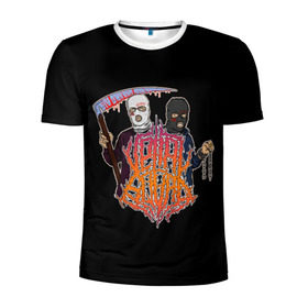 Мужская футболка 3D спортивная с принтом Velial Squad в Петрозаводске, 100% полиэстер с улучшенными характеристиками | приталенный силуэт, круглая горловина, широкие плечи, сужается к линии бедра | horror | music | rap | redvelsqd | rock | музыка | рок | рэп | хоррор
