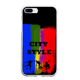 Чехол для iPhone 7Plus/8 Plus матовый с принтом City style в Петрозаводске, Силикон | Область печати: задняя сторона чехла, без боковых панелей | city | style | велик | велосипед | велосипедист | графити | граффити | краска | краски. мазки краски | мазки | скуйтборд | спорт | футбол | цветное
