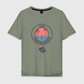Мужская футболка хлопок Oversize с принтом camp redwood 1984 в Петрозаводске, 100% хлопок | свободный крой, круглый ворот, “спинка” длиннее передней части | 1984 | ahs | american horror story | американская история ужасов | сериалы | триллер | ужасы | хорор