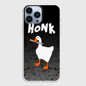 Чехол для iPhone 13 Pro Max с принтом Untitled Goose Game в Петрозаводске,  |  | goose | goose game | honk | untitled goose game | гусь | гусь игра | злой гусь | игра про гуся | кря | отвратительный гусь