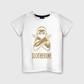 Детская футболка хлопок с принтом Sloth в Петрозаводске, 100% хлопок | круглый вырез горловины, полуприлегающий силуэт, длина до линии бедер | animals | sloth | животные | ленивец
