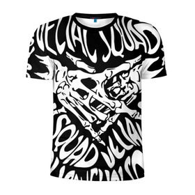 Мужская футболка 3D спортивная с принтом VELIAL SQUAD в Петрозаводске, 100% полиэстер с улучшенными характеристиками | приталенный силуэт, круглая горловина, широкие плечи, сужается к линии бедра | Тематика изображения на принте: velial squad | музыка | отряд велиала | рэп | хорроркор | чёрный и белый