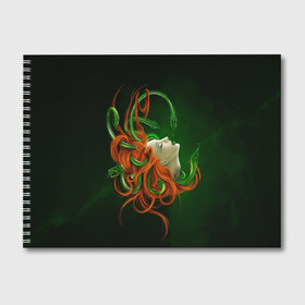 Альбом для рисования с принтом Медуза в Петрозаводске, 100% бумага
 | матовая бумага, плотность 200 мг. | Тематика изображения на принте: art | medusa | глаза | горгона | девушка | змеи | медуза