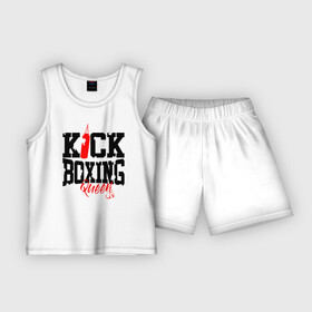 Детская пижама с шортами хлопок с принтом Kick boxing Queen в Петрозаводске,  |  | Тематика изображения на принте: boxer | boxing | kick boxing | kickboxing | mma | queen | бокс | боксер | кик боксинг | кикбоксинг | королева бокса | тайский бокс