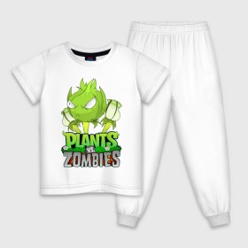 Детская пижама хлопок с принтом Plants vs. Zombies в Петрозаводске, 100% хлопок |  брюки и футболка прямого кроя, без карманов, на брюках мягкая резинка на поясе и по низу штанин
 | battle | game | plants vs zombies | plants vs zombies battle for neighborville | zombie | битва | битва за нейборвиль | зомби | игра | линии | надпись | растения | растения против зомби