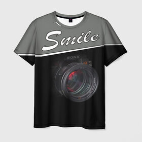 Мужская футболка 3D с принтом Smile в Петрозаводске, 100% полиэфир | прямой крой, круглый вырез горловины, длина до линии бедер | camera | smile | sony | зеркалка | камера | съёмка | улыбочку | фотик | фотоаппарат | фотограф | фотография | фотосъёмка