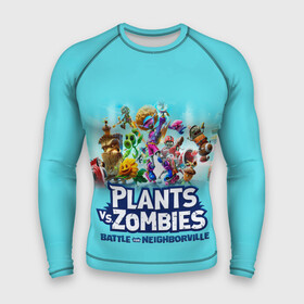 Мужской рашгард 3D с принтом Plants vs. Zombies в Петрозаводске,  |  | battle | game | plants vs zombies | plants vs zombies battle for neighborville | zombie | битва | битва за нейборвиль | зомби | игра | надпись | растения | растения против зомби