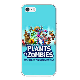 Чехол для iPhone 5/5S матовый с принтом Plants vs Zombies в Петрозаводске, Силикон | Область печати: задняя сторона чехла, без боковых панелей | battle | game | plants vs zombies | plants vs zombies battle for neighborville | zombie | битва | битва за нейборвиль | зомби | игра | надпись | растения | растения против зомби