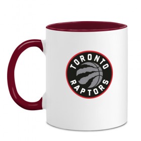 Кружка двухцветная с принтом Toronto Raptors Logo в Петрозаводске, керамика | объем — 330 мл, диаметр — 80 мм. Цветная ручка и кайма сверху, в некоторых цветах — вся внутренняя часть | nba | raptors | toronto | toronto raptors | баскетбол | нба | рапторс | рэпторс | спорт | торонто | торонто рапторс | торонто рэпторс