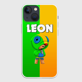 Чехол для iPhone 13 mini с принтом BRAWL STARS LEON в Петрозаводске,  |  | Тематика изображения на принте: brawl stars | bull | colt | crow | leon | stars | берли | бо | брок | ворон | джесси | динамайк | дэррил | кольт | леон | мортис | нита | пайпер | пенни | поко | пэм | рикошет | спайк | фрэнк | шелли | эль примо