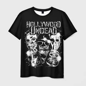 Мужская футболка 3D с принтом Hollywood Undead в Петрозаводске, 100% полиэфир | прямой крой, круглый вырез горловины, длина до линии бедер | charlie scene | danny | funny man | hollywood undead | hu | j dog | johnny 3 tears | голливудская нежить | голубь | голубь с гранатой | граната | ню метал | рэп метал | рэп рок