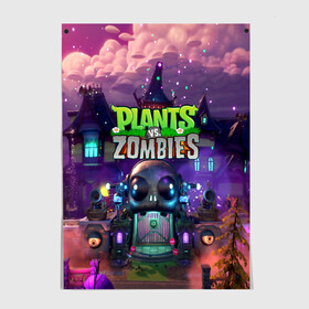 Постер с принтом PLANTS VS ZOMBIES в Петрозаводске, 100% бумага
 | бумага, плотность 150 мг. Матовая, но за счет высокого коэффициента гладкости имеет небольшой блеск и дает на свету блики, но в отличии от глянцевой бумаги не покрыта лаком | garden warfare | pl | plants | plants vs. zombies | plants vs. zombies: garden warfare | popcap | zombies | кактус | картошка | подсолнух | растения против зомби | сад