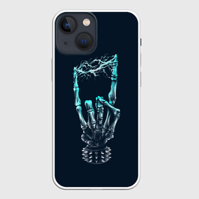 Чехол для iPhone 13 mini с принтом Rock в Петрозаводске,  |  | bone | bones | dead | death | electro | music | rock | skeleton | е | еее | кости | кость | молния | музыка | рок | роцк | рука | скелет | электричество | электро