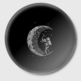 Значок с принтом Лунокоп в Петрозаводске,  металл | круглая форма, металлическая застежка в виде булавки | cat | galaxy | moon | nasa | space | вселенная | галактика | звезды | космонавт | космос | луна | наса | скафандр