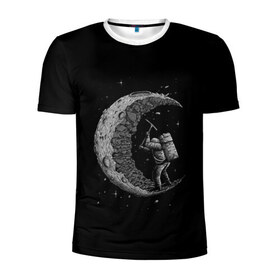 Мужская футболка 3D спортивная с принтом Лунокоп в Петрозаводске, 100% полиэстер с улучшенными характеристиками | приталенный силуэт, круглая горловина, широкие плечи, сужается к линии бедра | cat | galaxy | moon | nasa | space | вселенная | галактика | звезды | космонавт | космос | луна | наса | скафандр