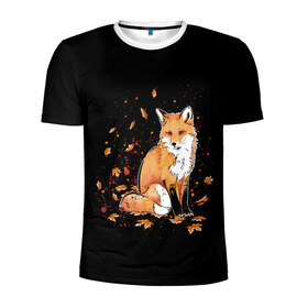 Мужская футболка 3D спортивная с принтом FOX в Петрозаводске, 100% полиэстер с улучшенными характеристиками | приталенный силуэт, круглая горловина, широкие плечи, сужается к линии бедра | Тематика изображения на принте: 20 | 2020 | animal | animals | forest | fox | redhead | животное | животные | зима | лес | лис | лиса | лисица | новый год | рыжая | фыр