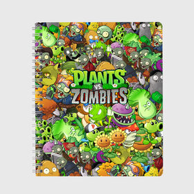 Тетрадь с принтом PLANTS VS ZOMBIES в Петрозаводске, 100% бумага | 48 листов, плотность листов — 60 г/м2, плотность картонной обложки — 250 г/м2. Листы скреплены сбоку удобной пружинной спиралью. Уголки страниц и обложки скругленные. Цвет линий — светло-серый
 | battle | plants | plants vs zombies | pvsz | vs | zombies | растения против зомби