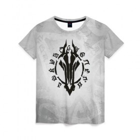 Женская футболка 3D с принтом Darksiders в Петрозаводске, 100% полиэфир ( синтетическое хлопкоподобное полотно) | прямой крой, круглый вырез горловины, длина до линии бедер | ад | ангелы | апокалипсис | демоны | дьяволы | знаки | лого | логотип | орда | раздор
