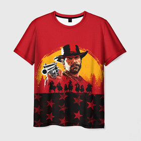 Мужская футболка 3D с принтом Red Dead Redemption 2 в Петрозаводске, 100% полиэфир | прямой крой, круглый вырез горловины, длина до линии бедер | Тематика изображения на принте: dead | rdr | rdr2 | red | redemption | артур | банда | бандиты | вестерн | дикий запад | ковбои | морган | сша