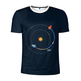 Мужская футболка 3D спортивная с принтом Земля - Марс в Петрозаводске, 100% полиэстер с улучшенными характеристиками | приталенный силуэт, круглая горловина, широкие плечи, сужается к линии бедра | Тематика изображения на принте: 2022 | cat | elon | galaxy | mars | moon | musk | nasa | space | spacex | tesla | вселенная | галактика | звезды | илон | космонавт | космос | луна | марс | маск | наса | скафандр | тесла