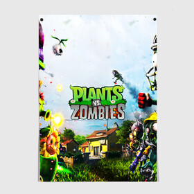 Постер с принтом PLANTS VS. ZOMBIES в Петрозаводске, 100% бумага
 | бумага, плотность 150 мг. Матовая, но за счет высокого коэффициента гладкости имеет небольшой блеск и дает на свету блики, но в отличии от глянцевой бумаги не покрыта лаком | garden warfare | plants | plants vs. zombies | plants vs. zombies: garden warfare | popcap | zombies | кактус | картошка | подсолнух | растения против зомби | сад