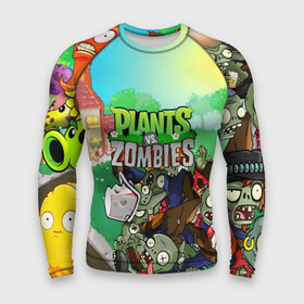 Мужской рашгард 3D с принтом PLANTS VS. ZOMBIES в Петрозаводске,  |  | garden warfare | plants | plants vs. zombies | plants vs. zombies: garden warfare | popcap | zombies | кактус | картошка | подсолнух | растения против зомби | сад