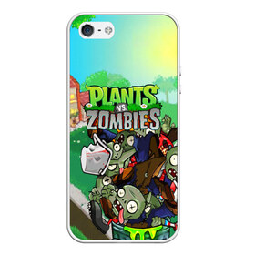 Чехол для iPhone 5/5S матовый с принтом PLANTS VS ZOMBIES в Петрозаводске, Силикон | Область печати: задняя сторона чехла, без боковых панелей | garden warfare | plants | plants vs. zombies | plants vs. zombies: garden warfare | popcap | zombies | кактус | картошка | подсолнух | растения против зомби | сад