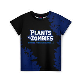 Детская футболка 3D с принтом Plants vs. Zombies в Петрозаводске, 100% гипоаллергенный полиэфир | прямой крой, круглый вырез горловины, длина до линии бедер, чуть спущенное плечо, ткань немного тянется | battle | game | plants vs zombies | plants vs zombies battle for neighborville | zombie | битва | битва за нейборвиль | зомби | игра | надпись | растения | растения против зомби