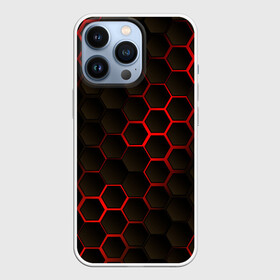 Чехол для iPhone 13 Pro с принтом 3D СОТЫ в Петрозаводске,  |  | 3d | 3д | black | metal | red | texture | абстракция | камень | лава | метал | соты | текстура | черная