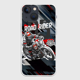 Чехол для iPhone 13 mini с принтом Road Rider Мотоциклист в Петрозаводске,  |  | moto | motobike | road rider | гонка | гонщик | мото | мотоцикл | мотоциклист