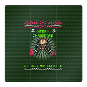 Магнитный плакат 3Х3 с принтом Predator в Петрозаводске, Полимерный материал с магнитным слоем | 9 деталей размером 9*9 см | christmas | new year | predator | новый год | рождество | хищник