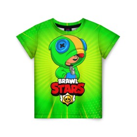 Детская футболка 3D с принтом BRAWL STARS LEON в Петрозаводске, 100% гипоаллергенный полиэфир | прямой крой, круглый вырез горловины, длина до линии бедер, чуть спущенное плечо, ткань немного тянется | brawl stars | leon