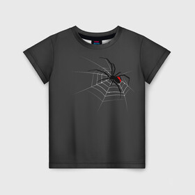Детская футболка 3D с принтом Паук в Петрозаводске, 100% гипоаллергенный полиэфир | прямой крой, круглый вырез горловины, длина до линии бедер, чуть спущенное плечо, ткань немного тянется | animal | animals | poison | spider | venom | вдова | животные | каракурт | паук | паутина | паучок | черная | черная вдова | яд